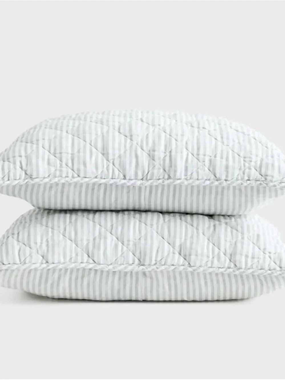 Quince European Linen Quilted Stripe Sham - Mist/White OOS NWOT